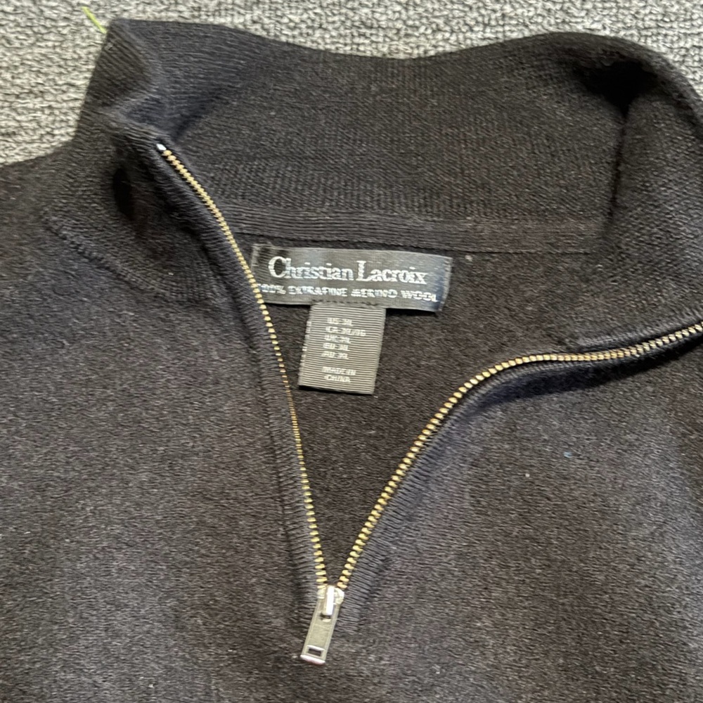 Christian Lacroix Men’s Black Half-zip Merino Sweater - Picture 4 of 5